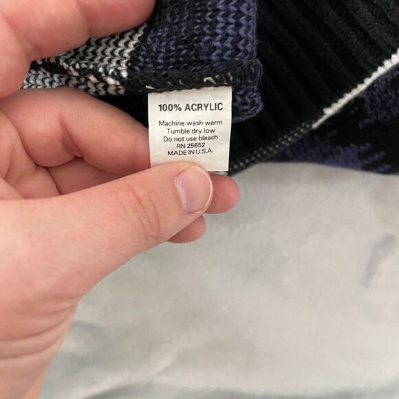 Protege Sweater Mens Large L Black Purple Coogi Style Cosby Made in USA Acrylic - Picture 5 of 7